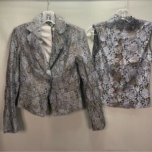 STILLS blazer and matching tank choke collar tank deep blue lace floral pattern